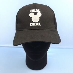 Disney Mickey Mouse Hat Baseball Cap Real Deal Black White Adjustable Snapback